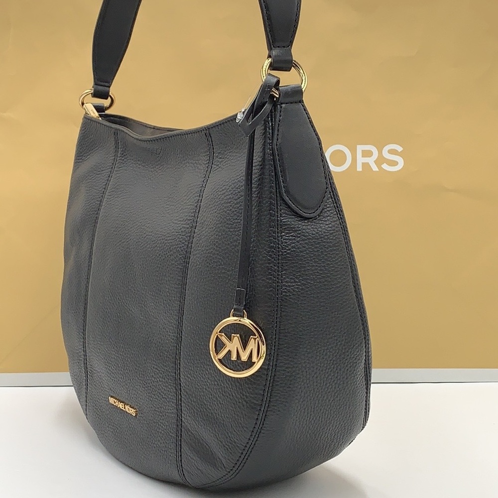 MICHAEL KORS BROOKE LARGE HOBO SHLDR LEATHER BLACK COLOR - Picture 6 of 16